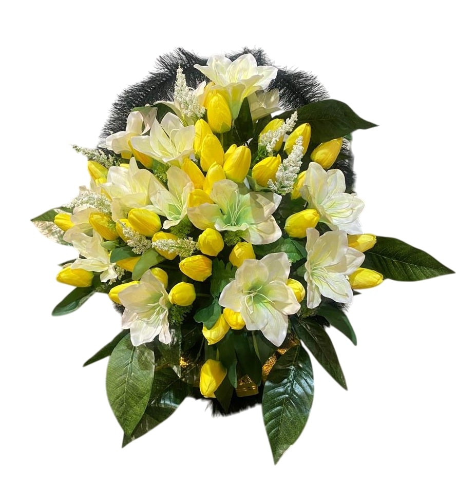 Корзина "Ладья" малая элит тюльпаны желтые