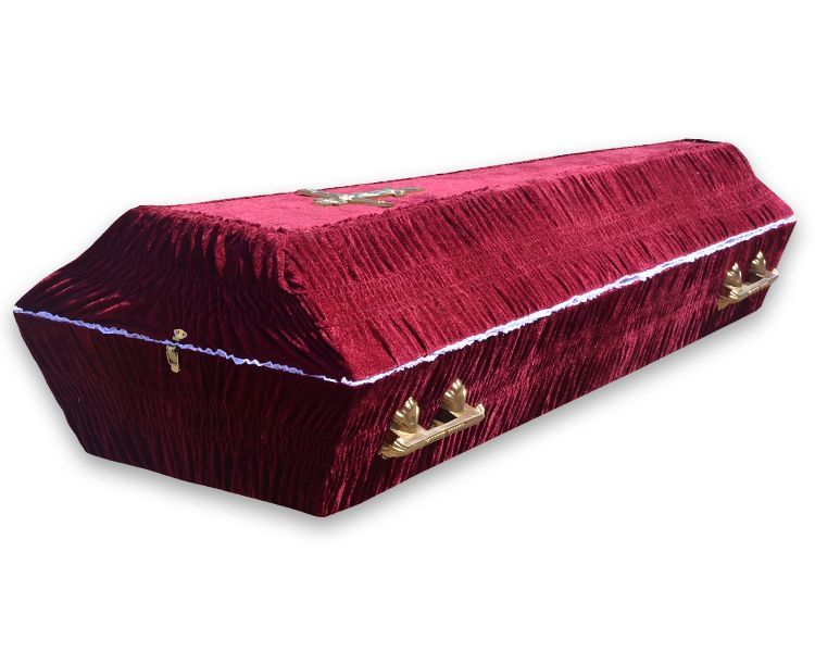 Гроб обитый тканью "Чехол" бархат