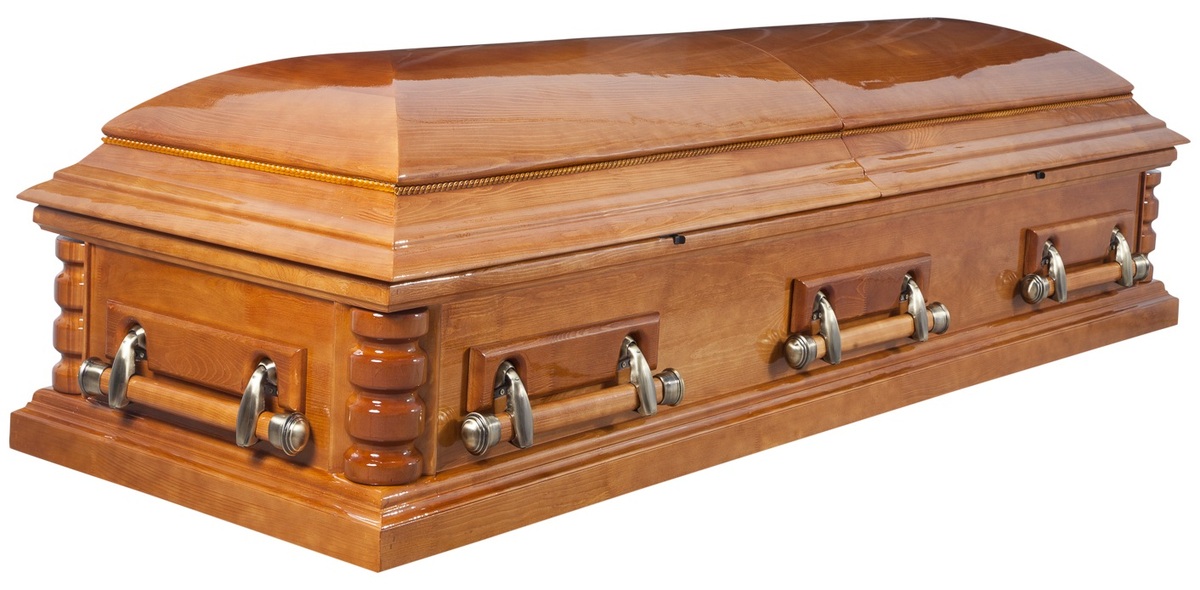 Гроб двухкрышечный "Хьюстон" светлый