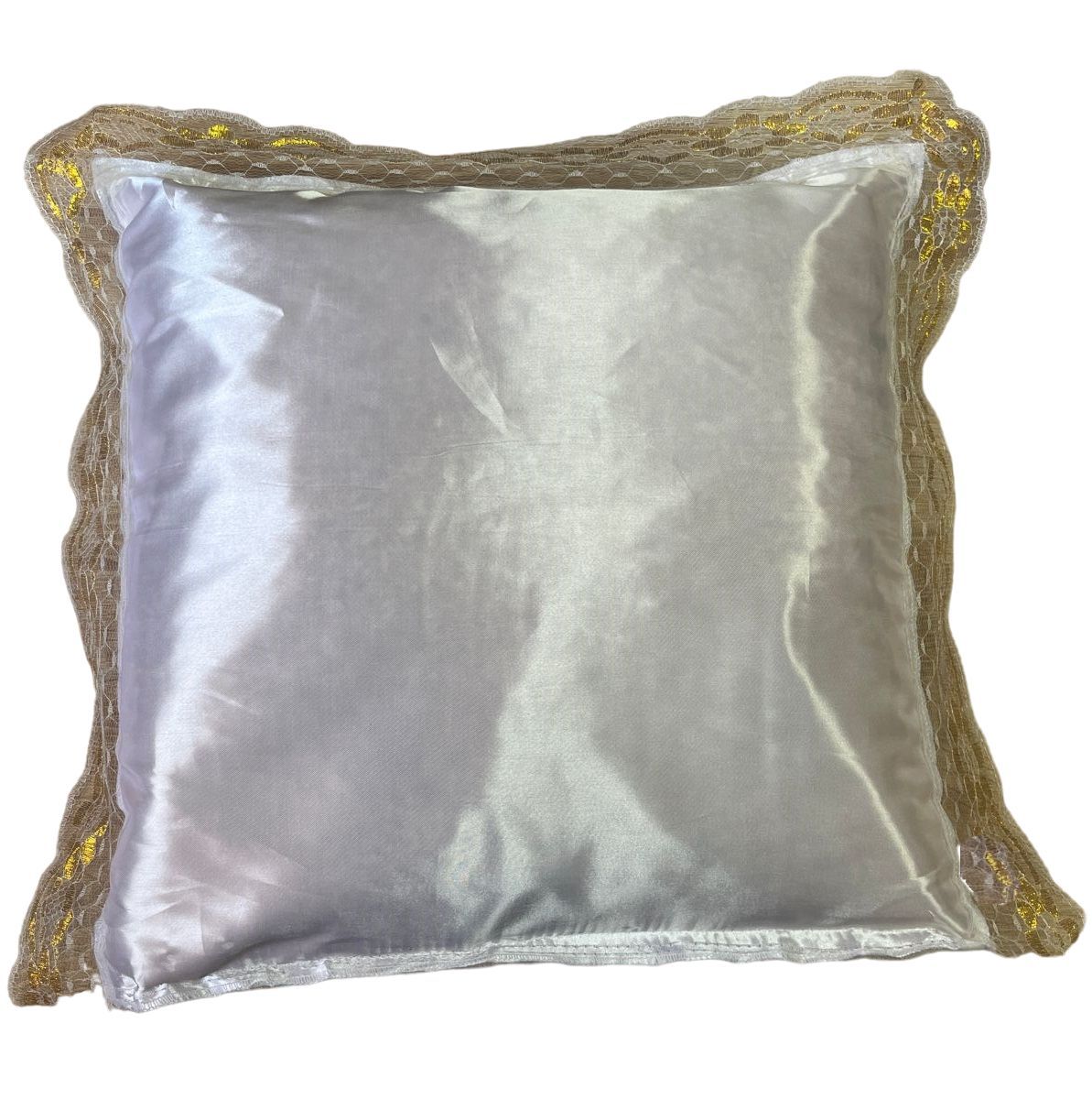 Подушка в гроб атлас белая с кружевом