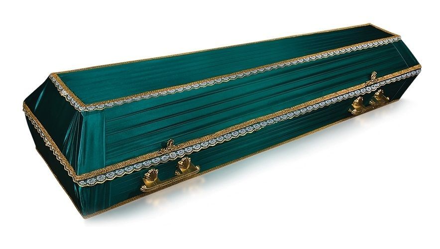 Гроб обитый тканью "Траур" атлас №1