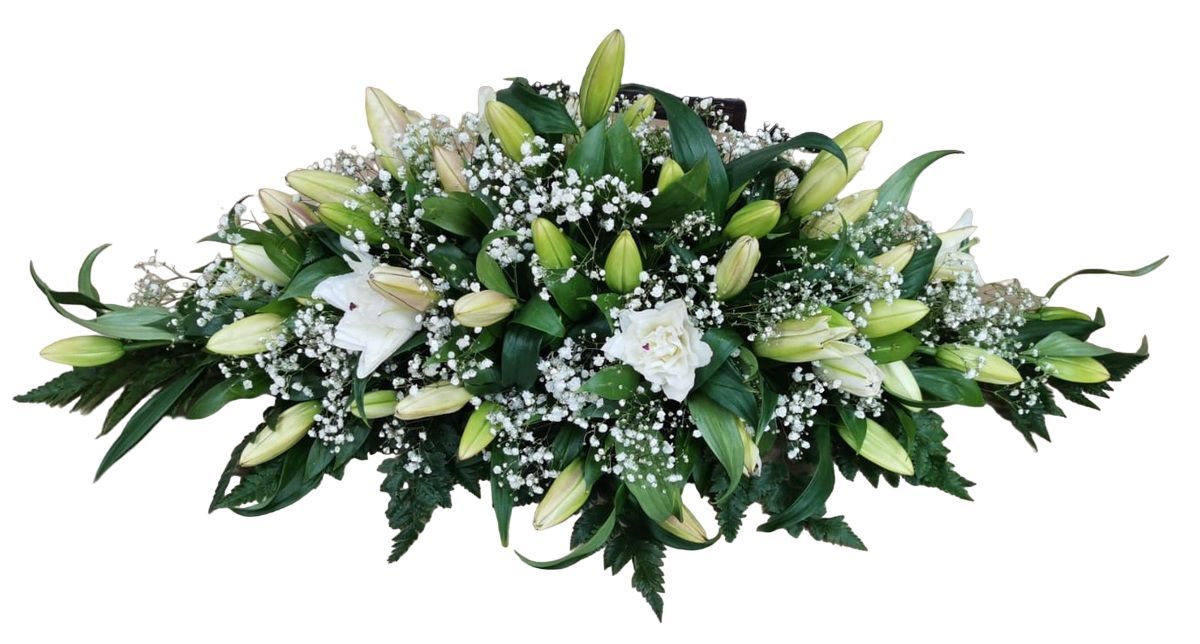Композиция на гроб с лилиями 100 см