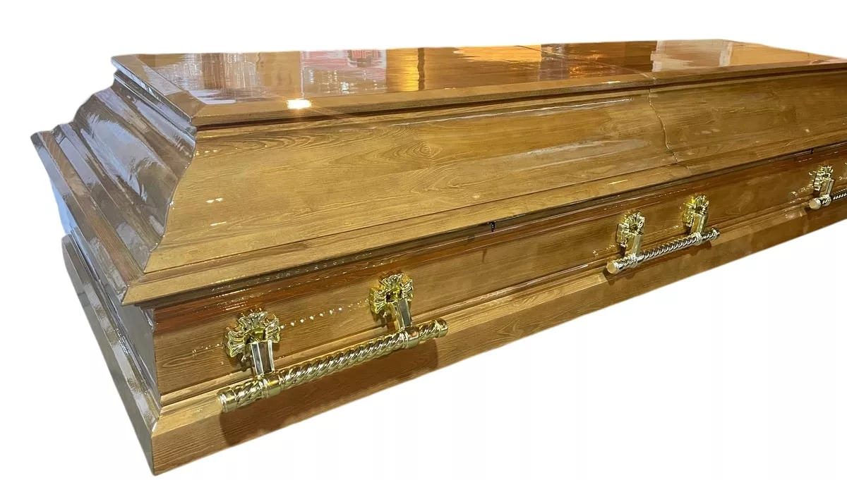 Гроб двухкрышечный "Даллас" 4 гранный