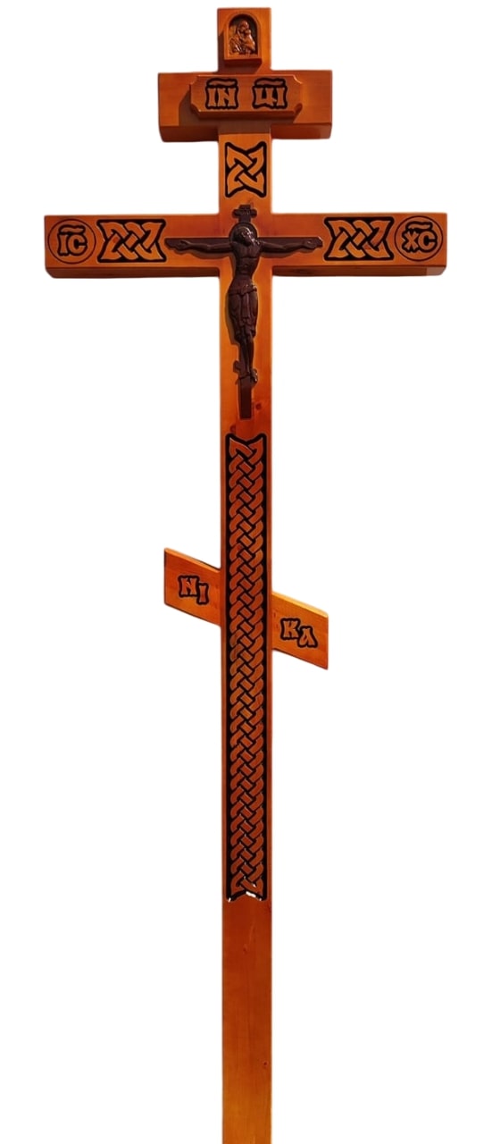 Крест на могилу сосновый "Резной № 3"