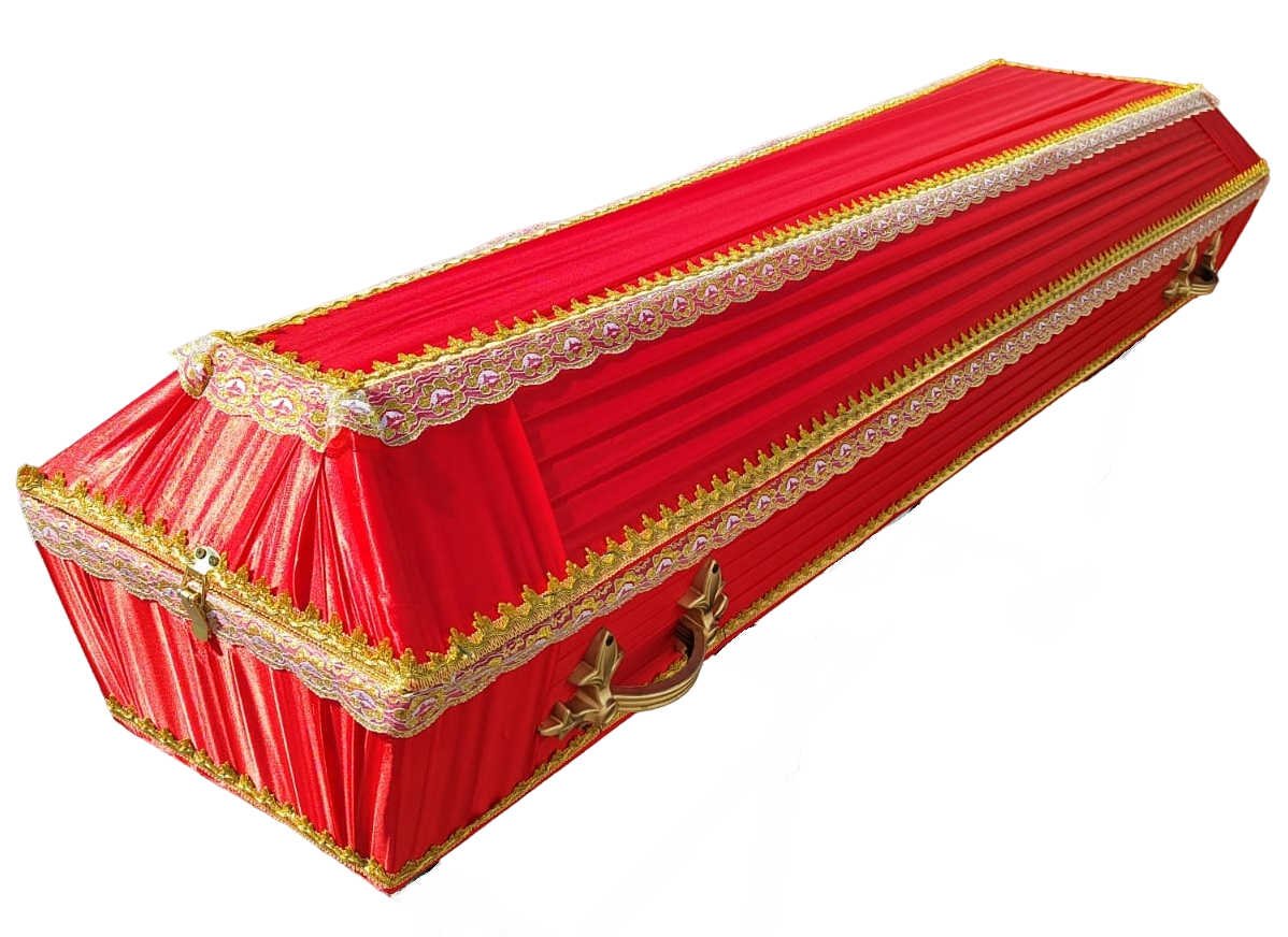 Гроб обитый тканью "Траур" атлас №1