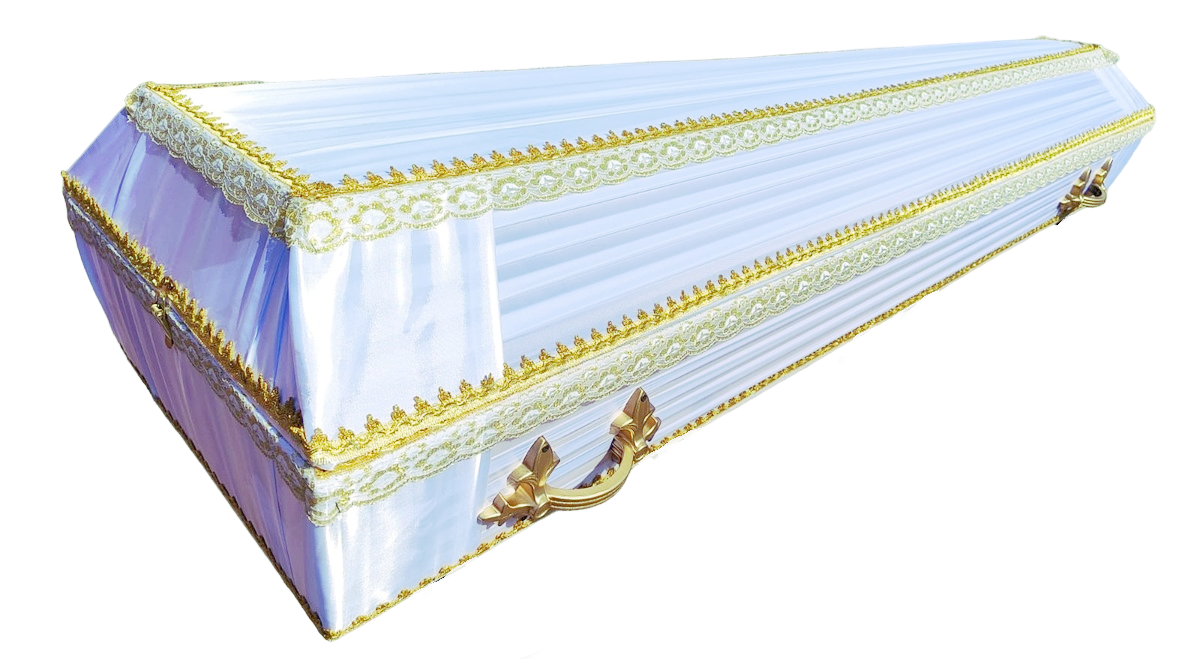 Гроб обитый тканью "Траур" атлас №1