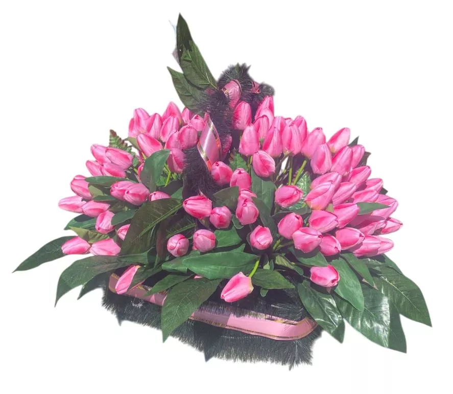 Корзина "Пасхальная" элит тюльпаны розовые