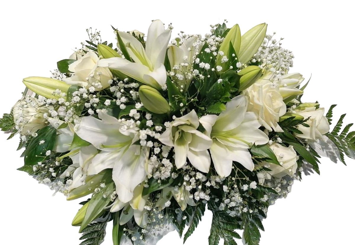 Композиция на гроб с лилиями 50 см