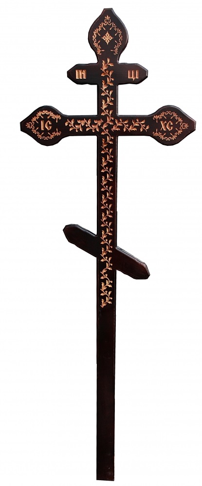 Крест на могилу сосновый фигурный "Лоза"