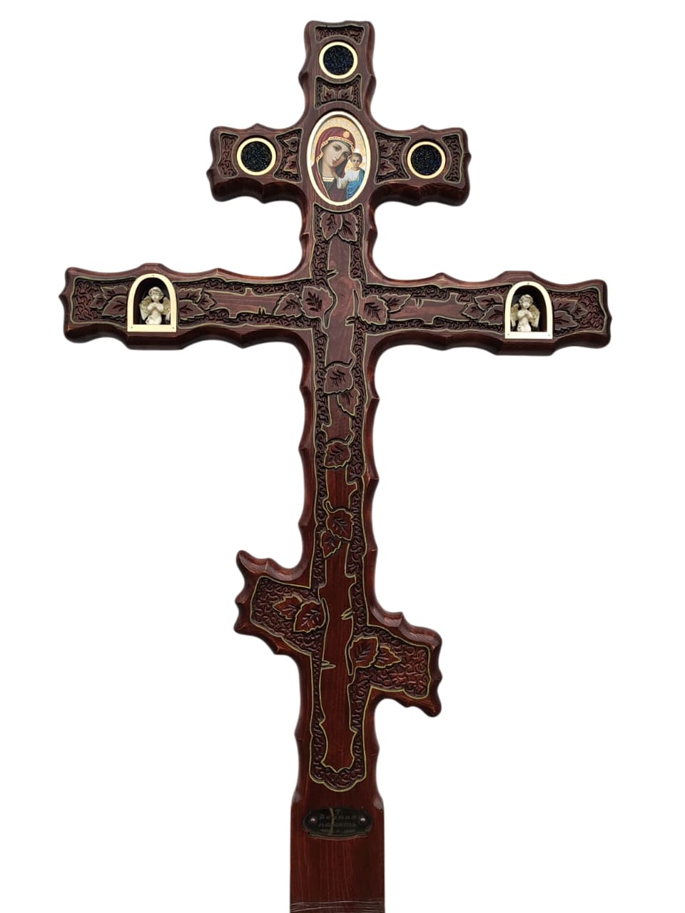 Крест на могилу сосновый художественный с ангелами