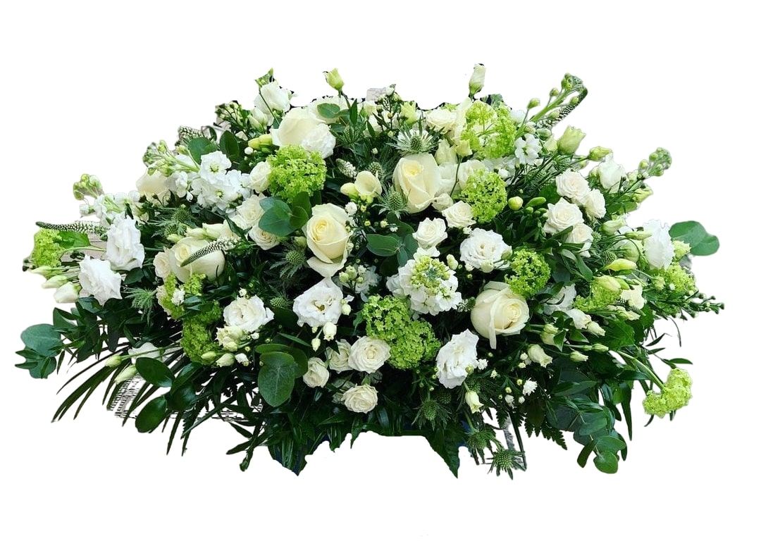 Композиция на гроб "Элит" с белыми розами 100 см