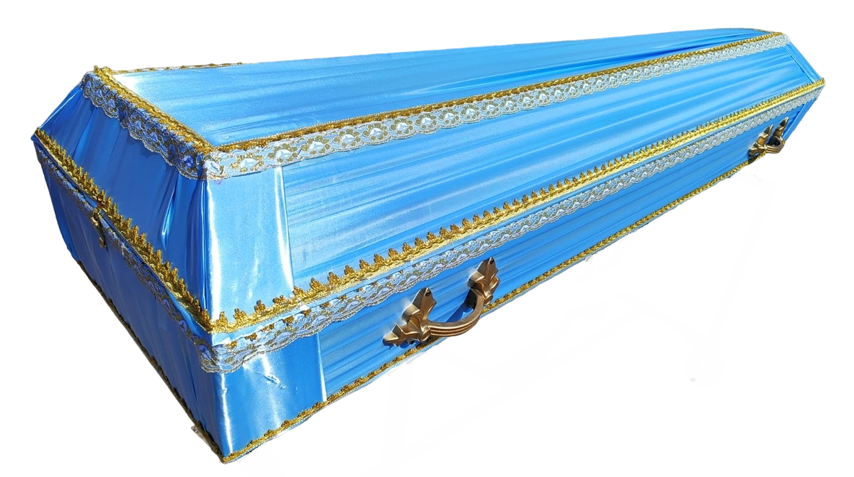 Гроб обитый тканью "Траур" атлас №1