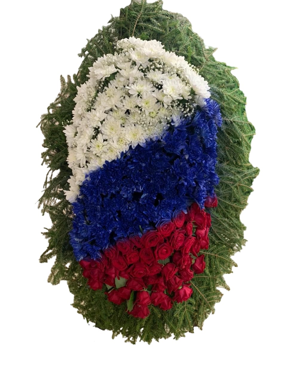 Венок из живых цветов Триколор