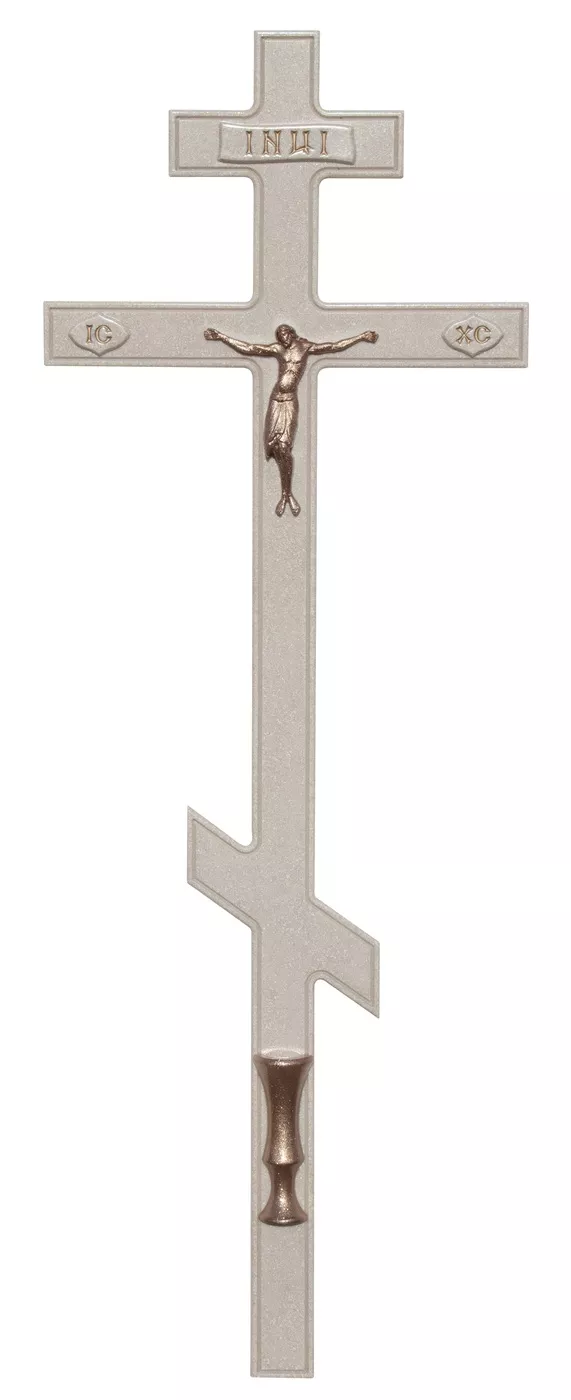 Крест Строгий белый с Иисусом и полувазой
