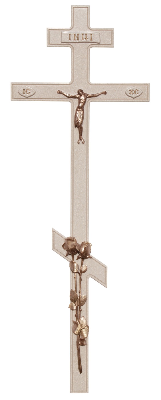 Крест Строгий белый с Иисусом и розами