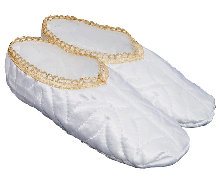 Следки ритуальные атлас белые стеганые