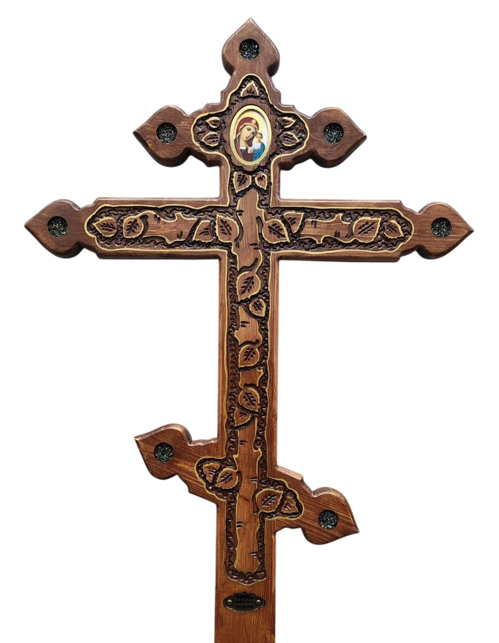 Крест на могилу сосновый фигурный Сердца с листьями