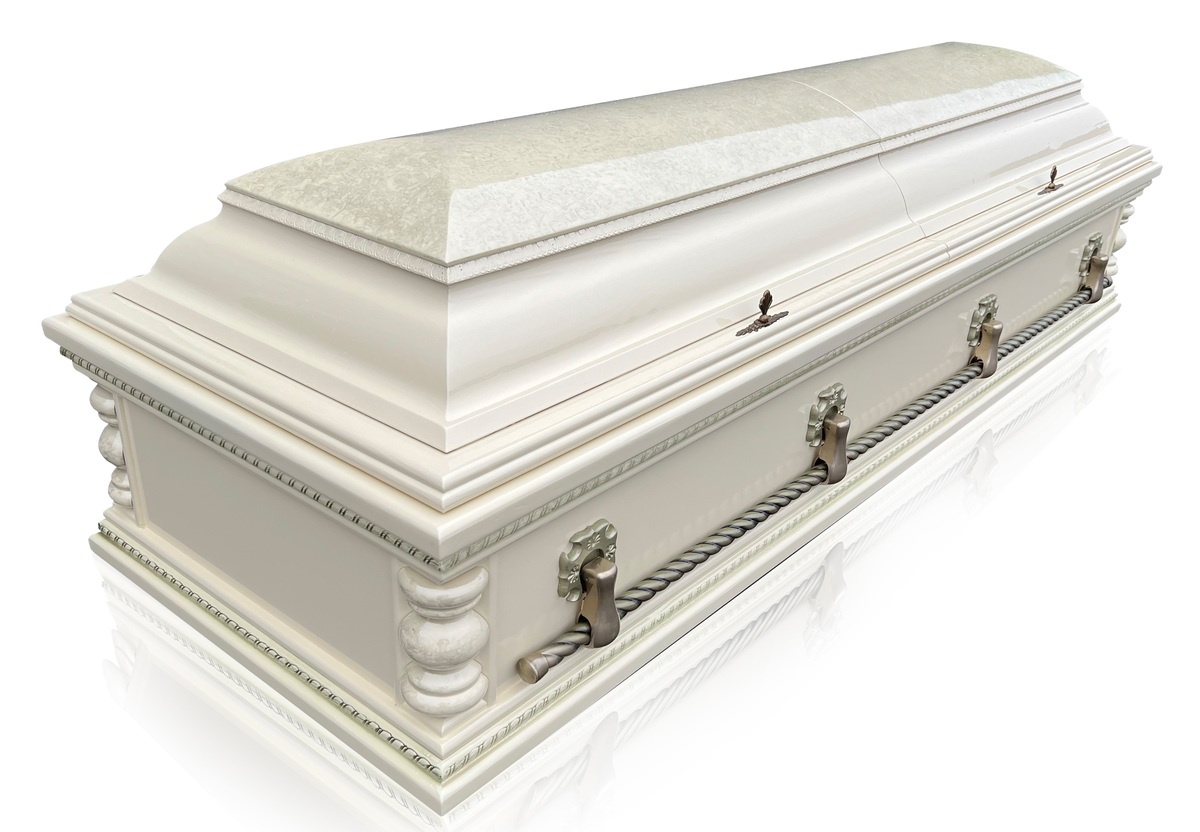 Гроб двухкрышечный "Вегас" Слоновая кость
