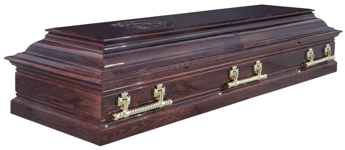 Гроб двухкрышечный "Пегас" 4 гранный резной