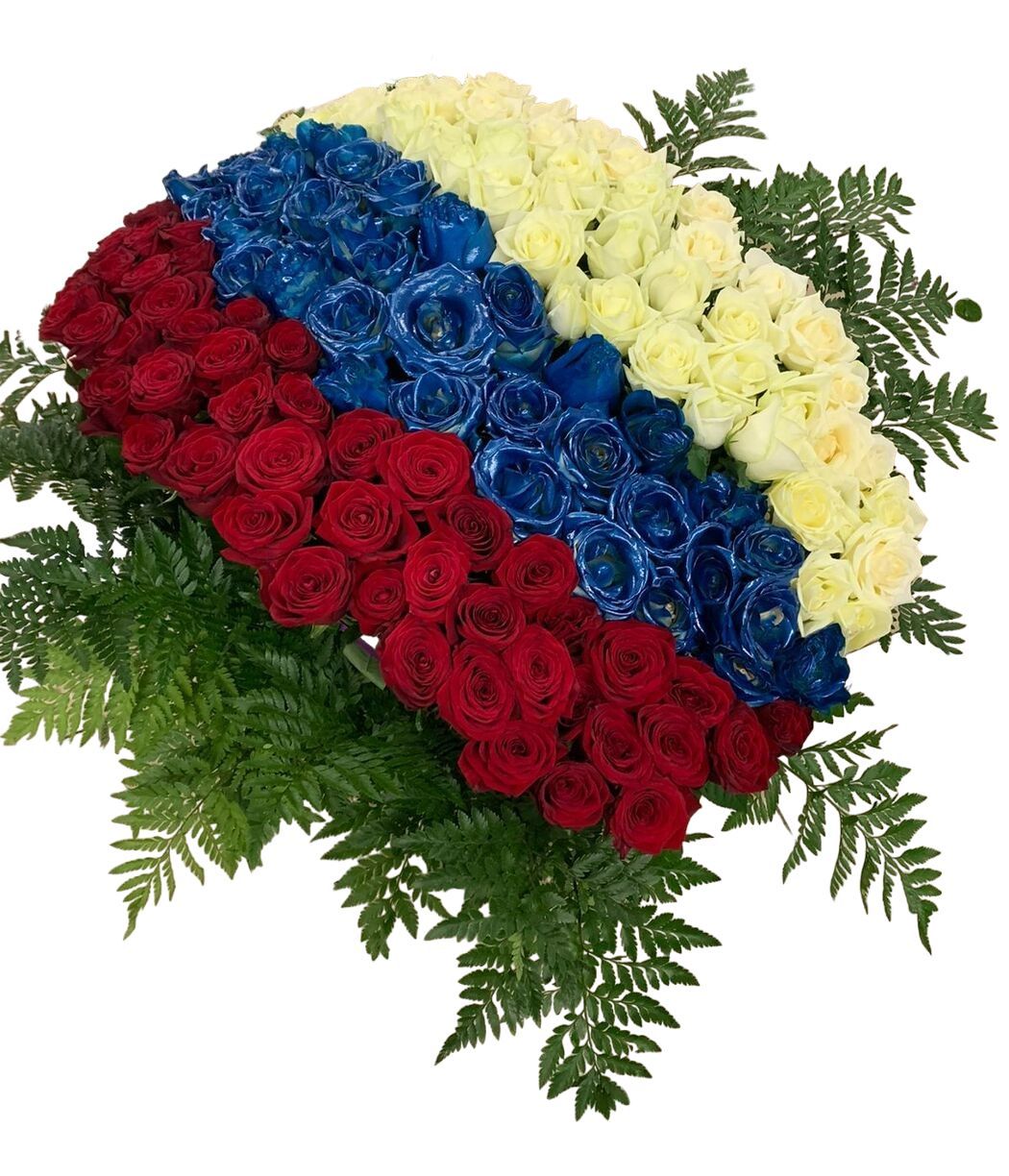 Корзина из живых цветов Триколор
