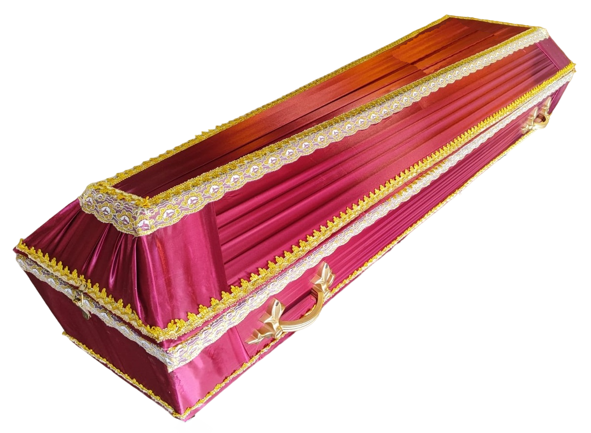 Гроб обитый тканью "Траур" атлас №1