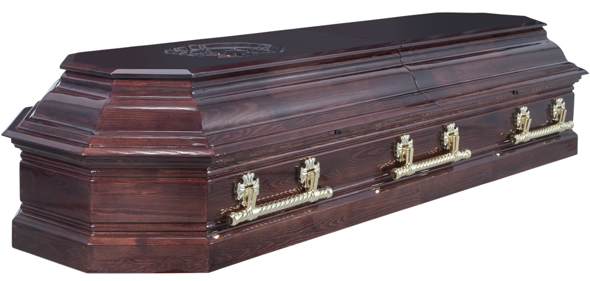 Гроб двухкрышечный "Пегас" 8 гранный резной