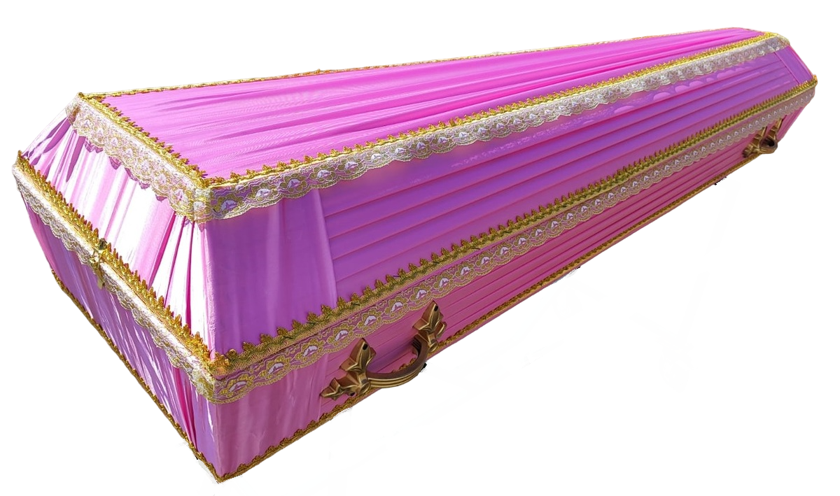 Гроб обитый тканью "Траур" атлас №1