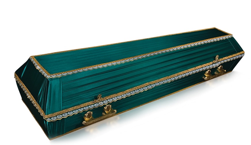 Гроб обитый тканью "Траур" атлас №1