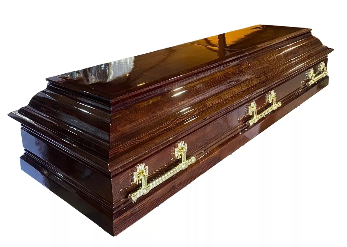 Гроб двухкрышечный "Даллас" 4 гранный