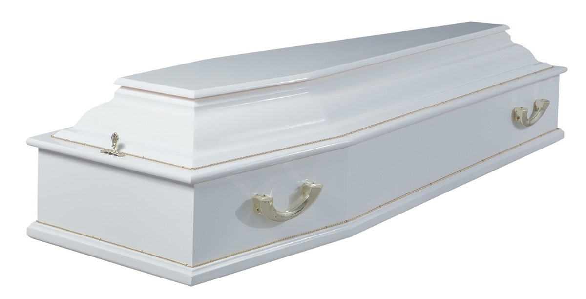 Гроб "Классика" 6 гранный Белый ДП