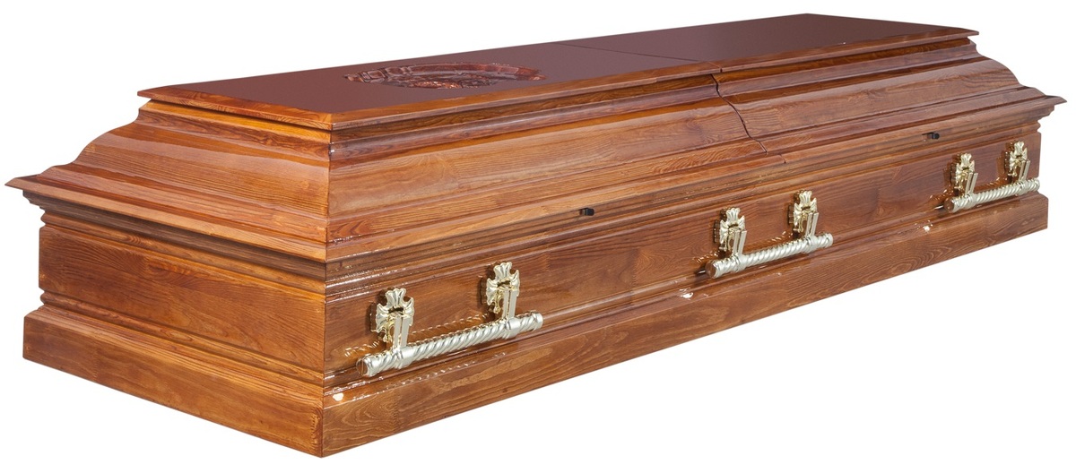 Гроб двухкрышечный "Пегас" 4 гранный резной