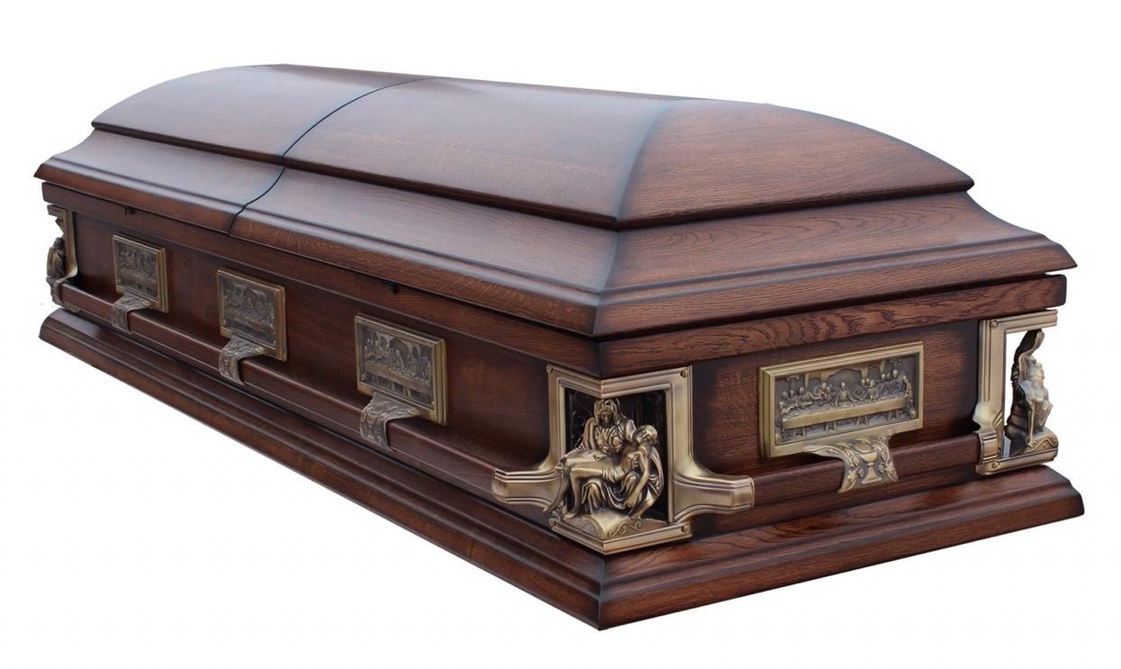Гроб двухкрышечный "Сенатор" дубовый