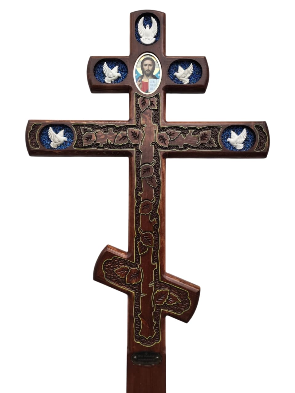 Крест на могилу сосновый "Голуби"