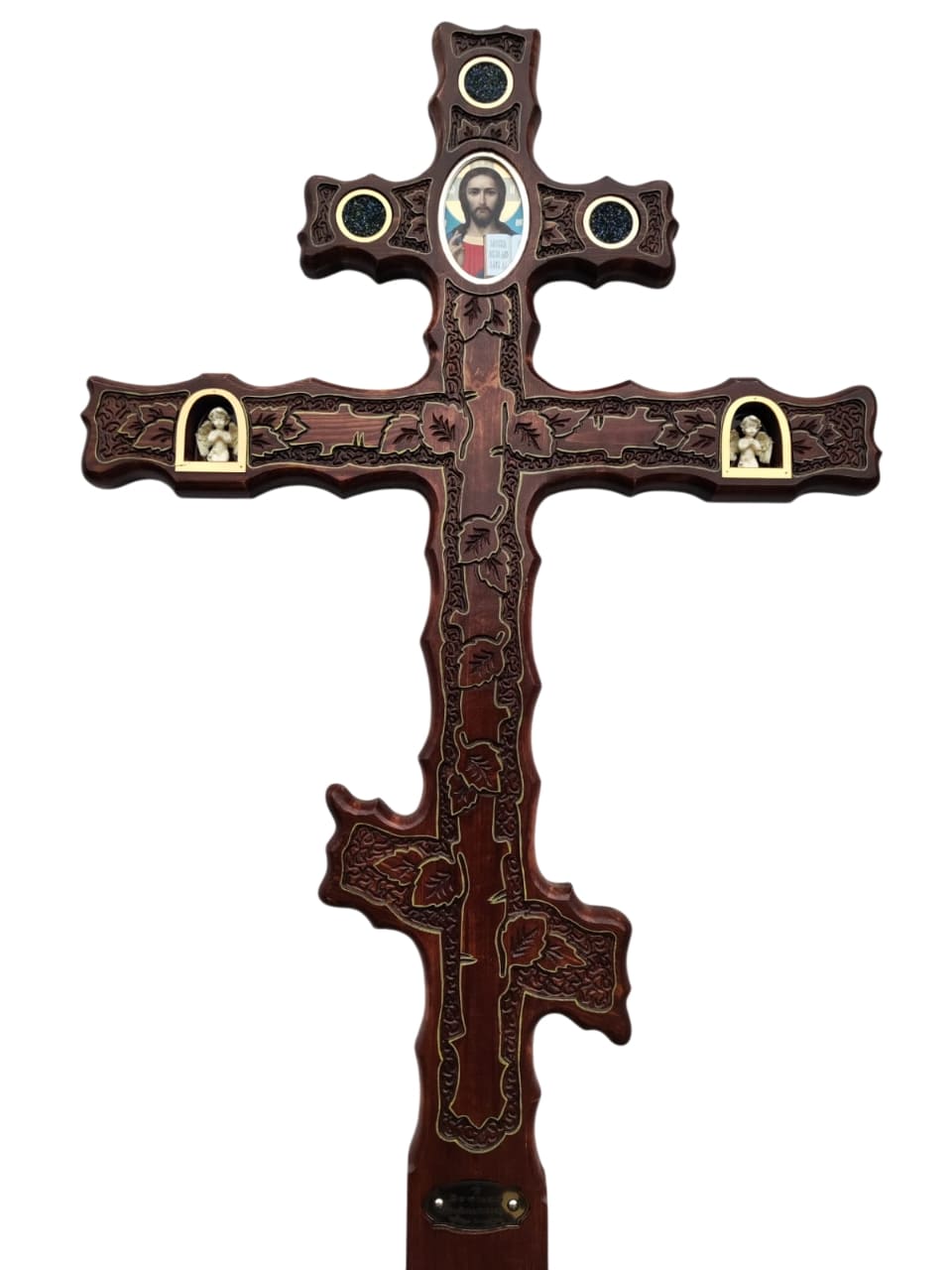 Крест на могилу сосновый художественный с ангелами