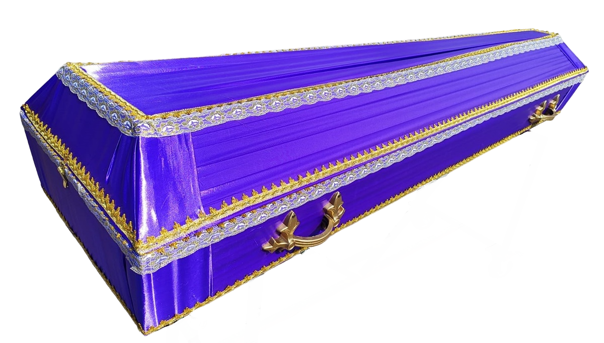 Гроб обитый тканью "Траур" атлас №1