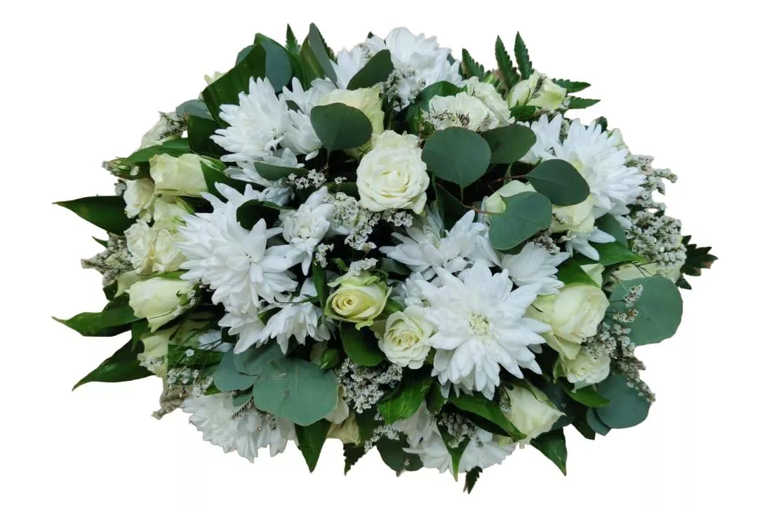 Композиция на гроб "Элит" с белыми розами 50 см