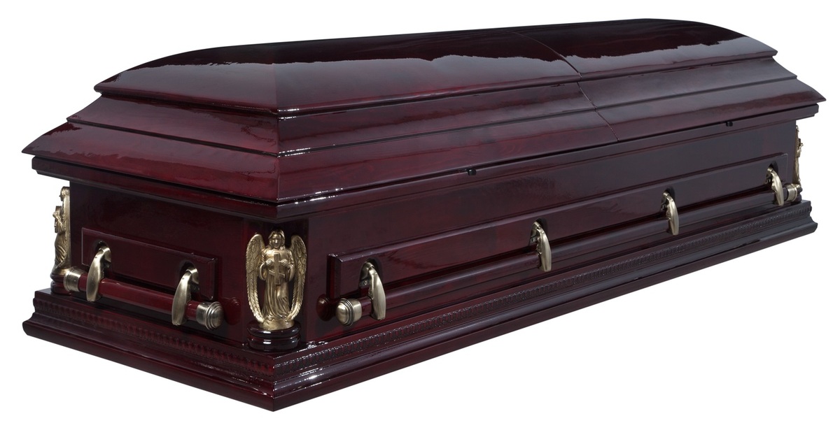 Гроб двухкрышечный "Виктория" с ангелами