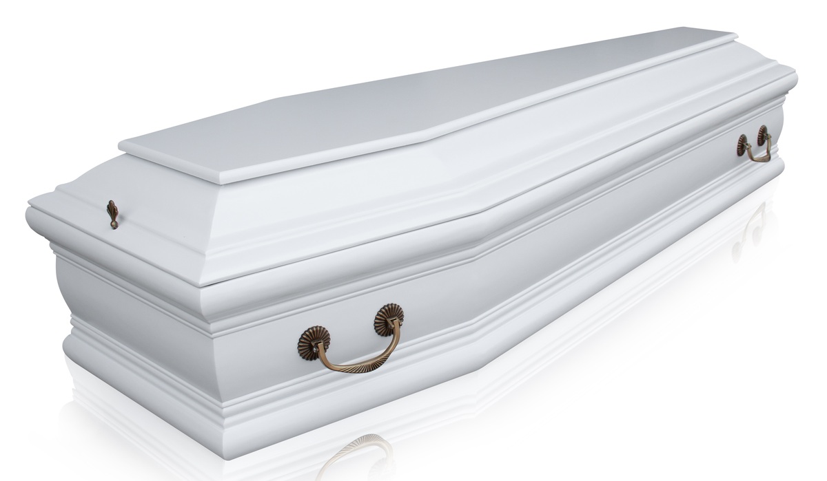 Гроб "Бергамо" 6 гранный Белый Матовый