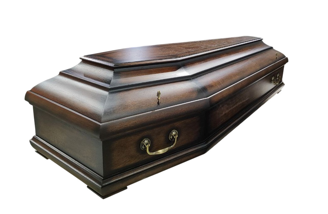 Гроб дубовый "Ромео" 6 гранный матовый