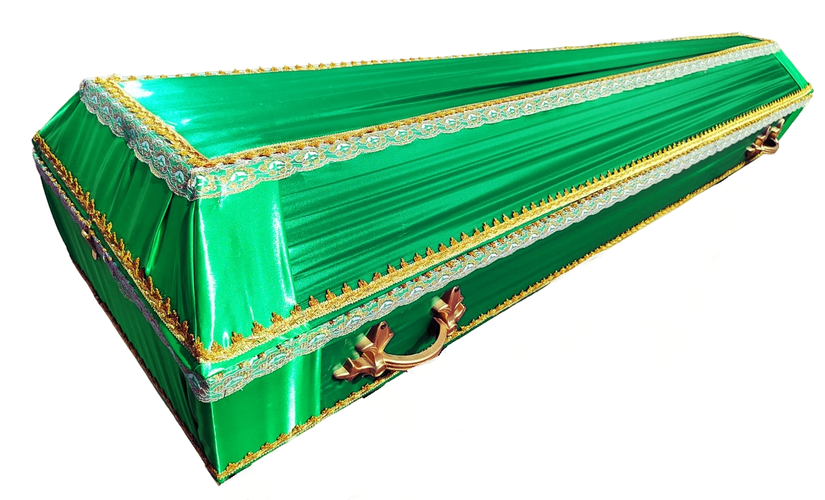 Гроб обитый тканью "Траур" атлас №1